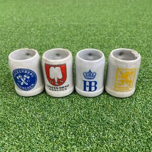 Lot 4 Mini German Beer Stein Shot Mugs Munich Breweries Ceramic Vintage